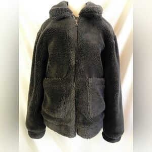 Elodie Black Teddy Bear Zip Up Jacket